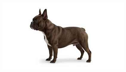Fototapeta premium French Bulldog Standing Side View on White Background