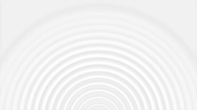 White and grey smooth circular rings abstract background. Geometric concentric curves with soft gradients and smooth minimal detail. Video animation Ultra HD 4K 3840x2160