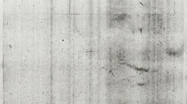 Worn gray paper texture marked by vertical industrial printer streaks and dark organic spotting for authentic retro atmosphere.
