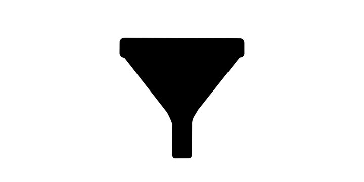 Minimalist black funnel icon represents data filtration and sorting processes.