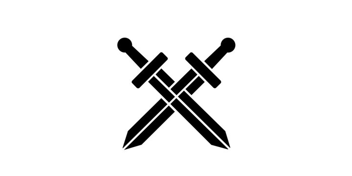 Crossed swords icon representing medieval combat warfare battle and gaming.