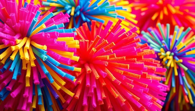 Close-up of vibrant, fluffy cheerleading pom-poms,  cheer,  accessory