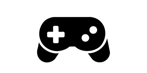Gaming controller game console icon black silhouette for interactive digital media entertainment. © Naqeeb