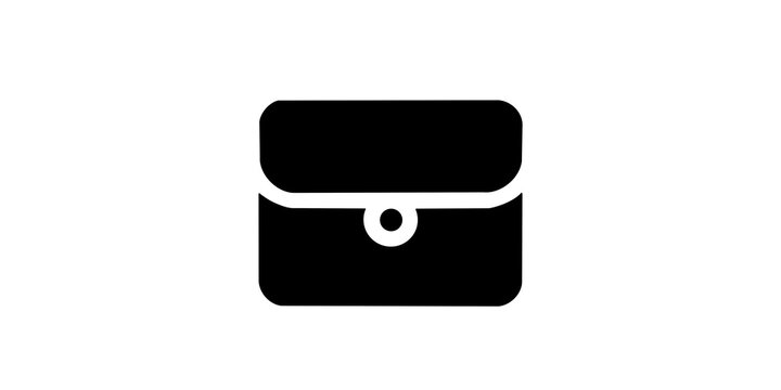 Minimalist black briefcase icon set against transparent grid for business usage.
