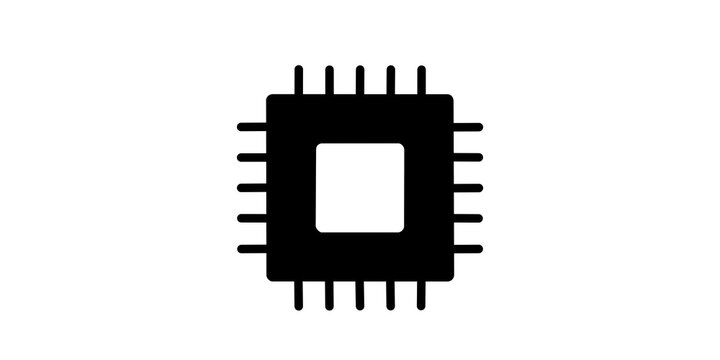Computer chip processor microchip integrated circuit board icon for hardware.