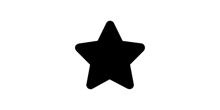 Solid black star shape icon with rounded corners for rating and favorite marking.