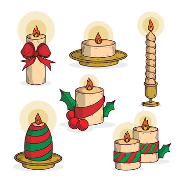 Christmas Candles Illustration Vector Set