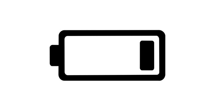 Low battery indicator icon with single bar showing critical charge warning sign.