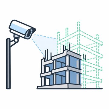 Site camera comparing current construction progress with a planned digital outline