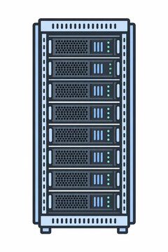 Tall server rack filled with generic high performance computing systems for AI workloads