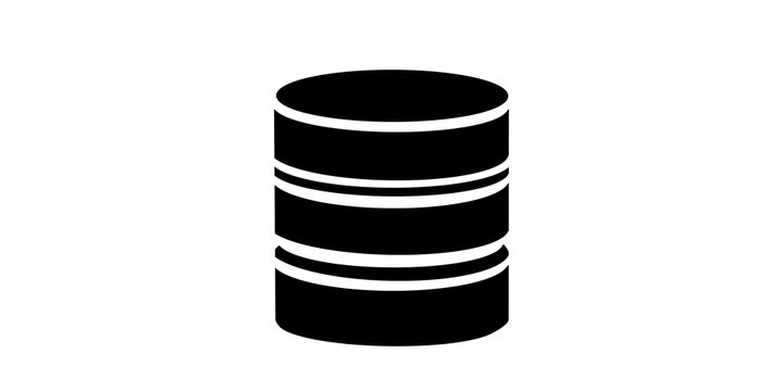 Database server storage icon black shape for cloud computing and data management app.