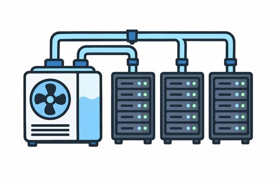 Cooling distribution unit routing liquid coolant to several data center racks