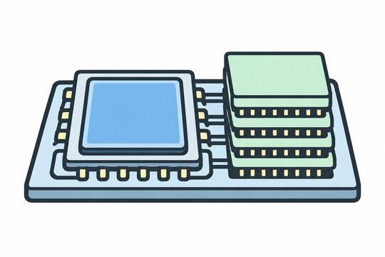Processor and stacked memory chips integrated on a high bandwidth memory package