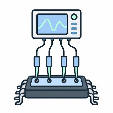 Packaged semiconductor connected to automated probes for final electrical testing