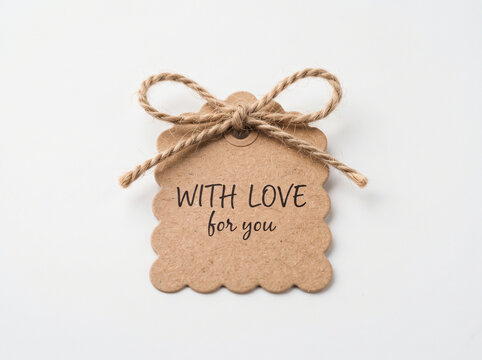Handmade love tag with twine bow