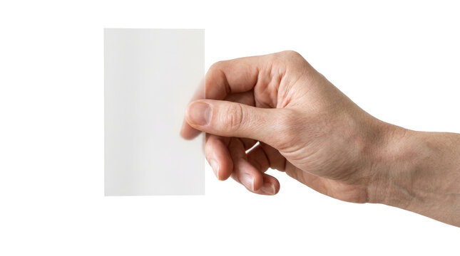 Hand Holding Blank White Card Mockup.