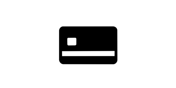 Black credit card icon for financial payment processing and electronic commerce.
