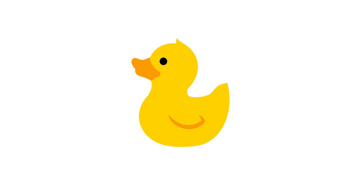 Yellow rubber duck toy isolated graphic element for creative design projects usage.