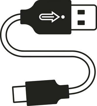 USB data cable charger vector icon, digital hardware transfer wire plug concept