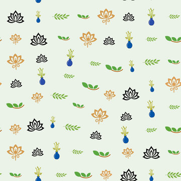 Lotus Flowers and Bamboo Pattern