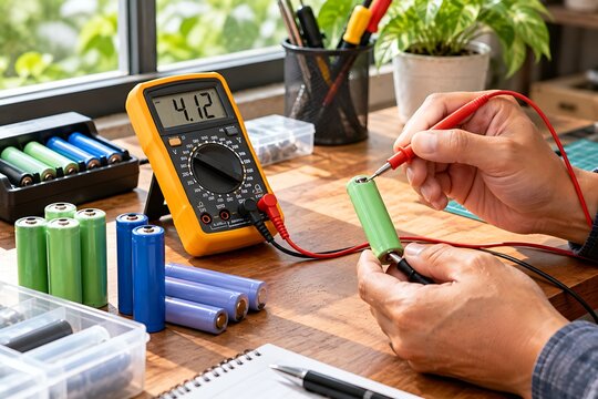Measuring battery voltage using a digital multimeter