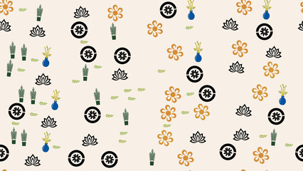 Seamless pattern with stylized plants and floral motifs © rocky