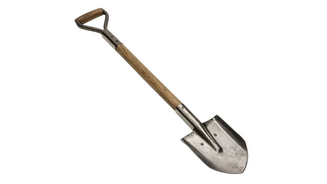 Miniature small metal hand shovel scoop metal gardening spade tool isolated on transparent background