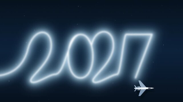 2027 Jet Stream Trail &ndash; New Year Aviation Concept