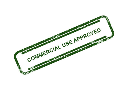 Commercial use approved green stamp seal isolated on transparent background