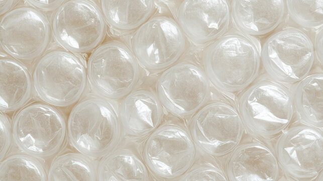 Bubble wrap creating a protective texture and abstract pattern, packaging material ensuring safe shipping and impact absorption for fragile goods