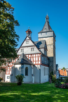 historic Obertorturm - Upper Gate Tower - combined with the Hohenfeldkapelle - Hohenfeld Chapel - in Bad Camberg