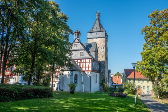 historic Obertorturm - Upper Gate Tower - combined with the Hohenfeldkapelle - Hohenfeld Chapel - in Bad Camberg