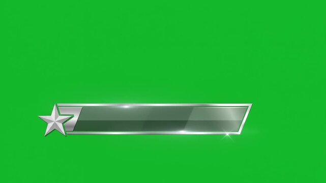 Silver metallic lower third banner with star element on green screen motion overlay for professional video editing