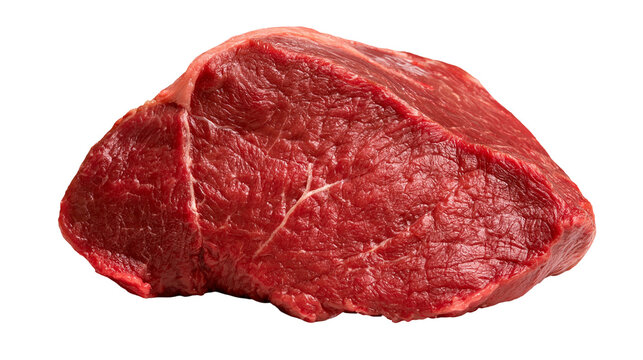 Fresh raw beef steak cut of red meat with visible muscle fibers and fat marbling