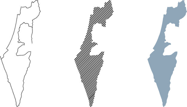 Israel map vector silhouette outline icon set country border graphic design geography illustration for travel infographics