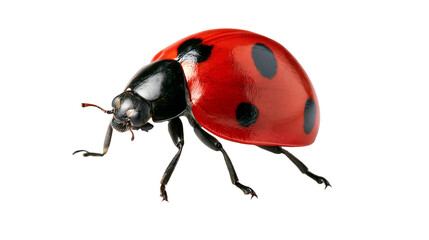 Bright red ladybug with black spots and shiny shell © Clementine