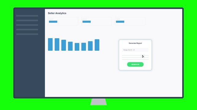 Web Application Dashboard with Analytics Chart and Successful User Login Verification on Green Screen.