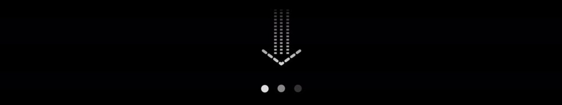 Dotted Download Icon Animation on Black Background. Download Progress, Preloader Animation Web Design Template. Seamless Loop Animation in 4K Ultrawide