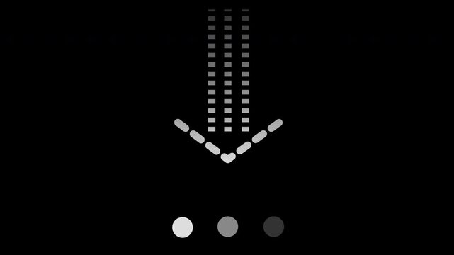 Dotted Download Icon Animation on Black Background. Download Progress, Preloader Animation Web Design Template. Seamless Loop Animation