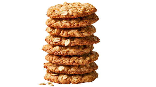 Stack of golden brown homemade oatmeal cookies with visible rolled oats