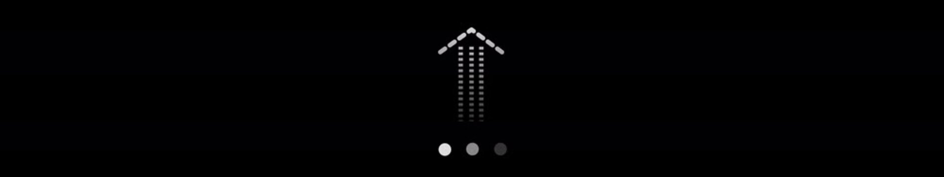 Dotted Upload Icon Animation on Black Background. Upload Progress, Preloader Animation Web Design Template. Seamless Loop Animation in 4K Ultrawide
