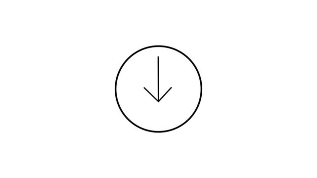 Download Arrow Icon. Minimal line animated icon depicting a downward arrow inside a circle