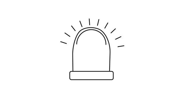 Siren Alarm Light Icon, flashing emergency siren beacon light line animation.