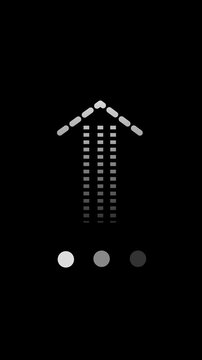 Dotted Upload Icon Animation on Black Background. Upload Progress, Preloader Animation Web Design Template. Seamless Loop Animation in 4K Vertical