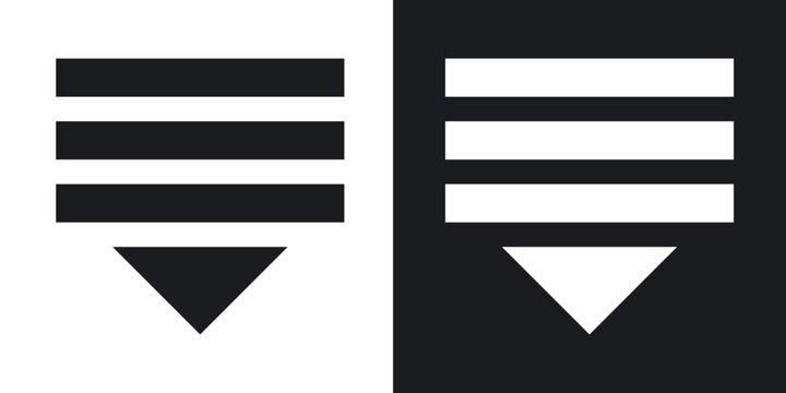 List dropdown icon flat outline in black