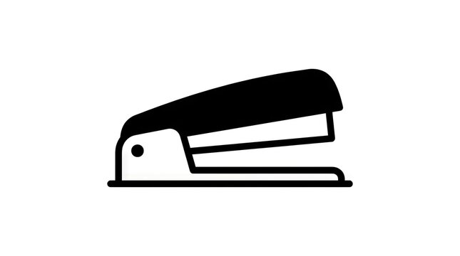 Bold black and white stapler icon for office supplies.