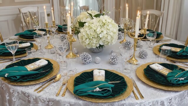 Elegant Formal Table Setting With Floral Centerpiece