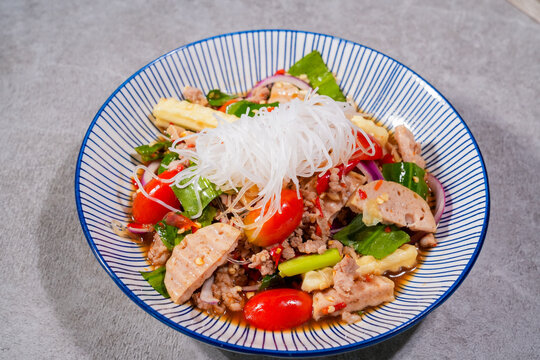 assorted thai food in flat lay composition