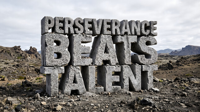 Perseverance Beats Talent Volcanic Pumice Text