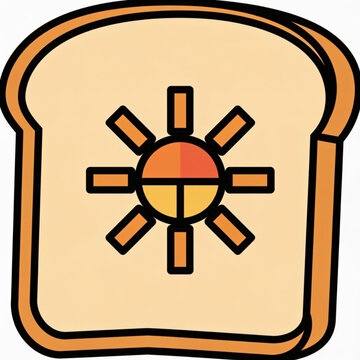 Toast bread slice icon with geometric sun ray symbol vector illustration
